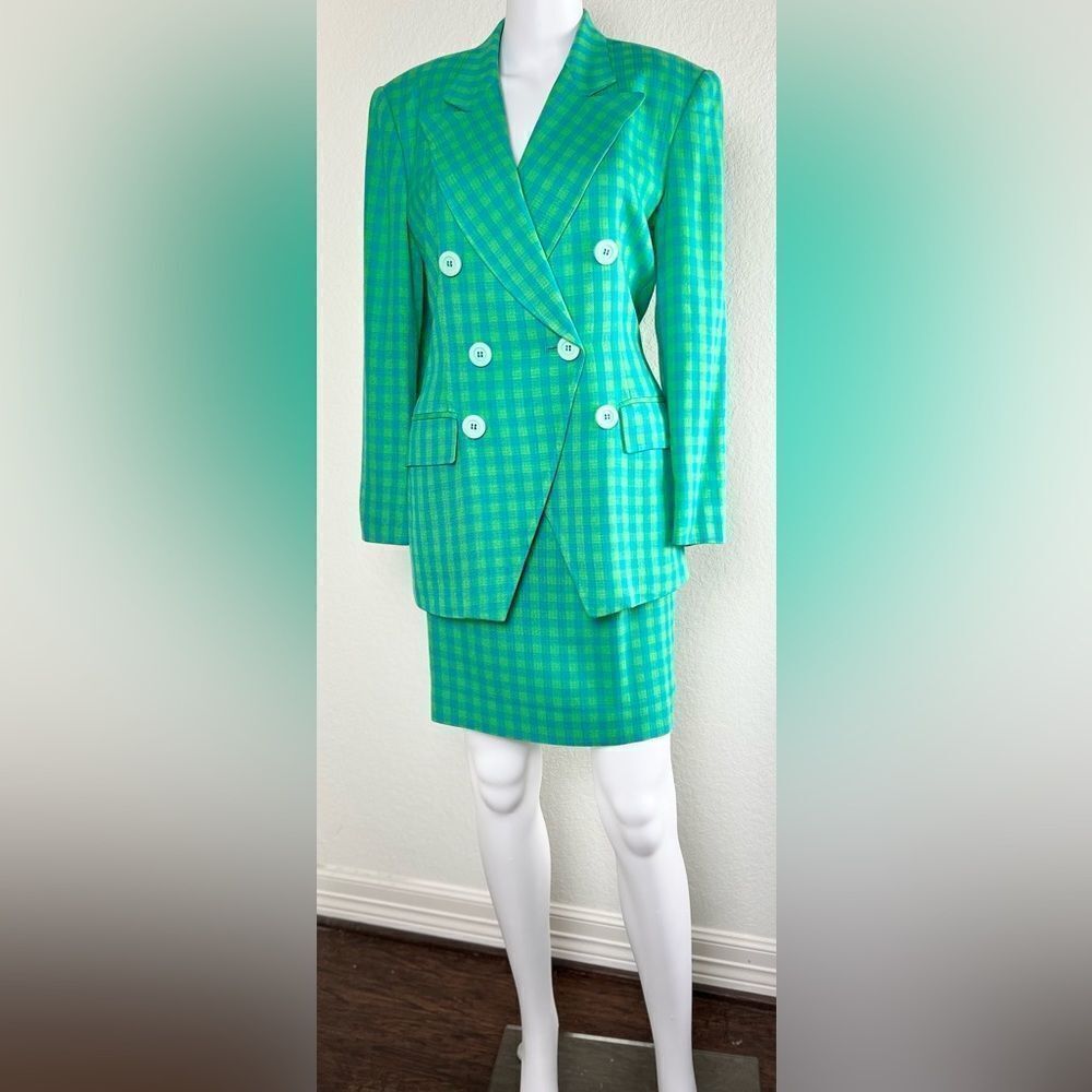 Christian Dior 1990’s Deadstock Gingham Skirt Suit - Picture 3 of 17